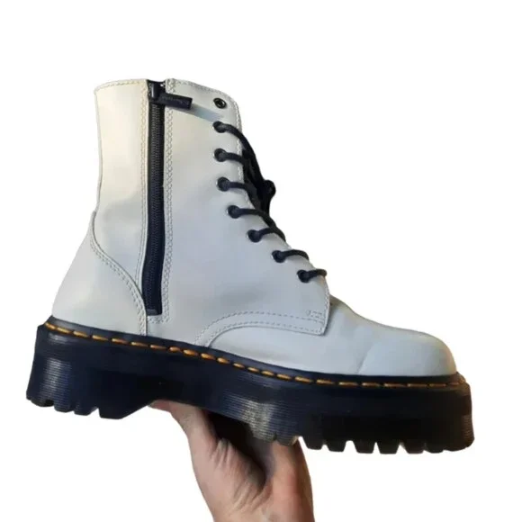 Dr. Doc Martens Platform Jadon White AirWay Combat Boots High Top W10 Y2k 90s